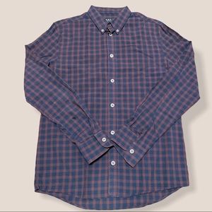 A.P.C. Blue and Red Plaid Casual Button Down Shirt